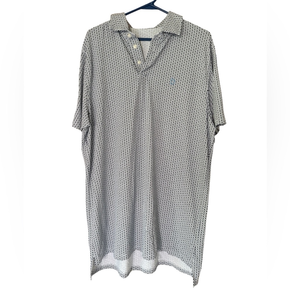 B.Draddy Sport Blue Polo Golf Shirt. Men’s Large. Blue white‎ pattern.